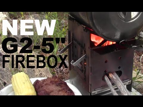 New G2-5" Firebox Stove Preview / Swedish Fire Torch / Zebra Pot Baking & Grilling Steak.