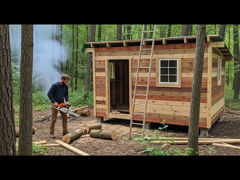15 Days Complete DIY Tiny Cabin Construction in the Woods – Only $2500/ Start to Finish