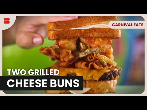 Deep Fried Burger Between Grilled Cheese Sandwiches | Carnival Eats