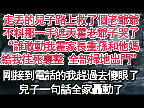 走丟的兒子路上救了個老爺爺，不料那一手遮天霍老爺子哭了，“誰敢動我霍家長重孫和他媽，給我往死裏整 全部掃地出門”剛接到電話的我趕過去傻眼了，兒子一句話全家轟動了【顧亞男】【大女主】【爽文】【婚姻自主】