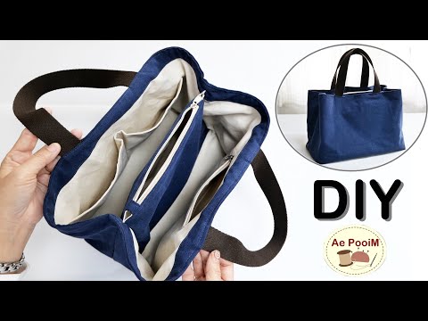 DIY Tote Bag with Divider | Multi-pockets inside