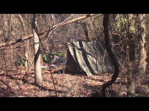Homemade Camo Tent For Stealth Or Bug Out And Fire Pit Breakfast