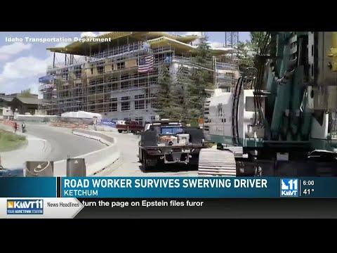 Transportation worker survives close call with swerving car on Highway 75