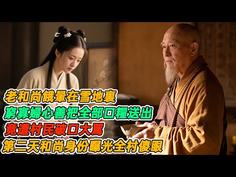 民間故事：老和尚餓暈在雪地裏，窮寡婦心善把全部口糧送出，竟遭村民破口大罵，第二天和尚身份曝光全村傻眼