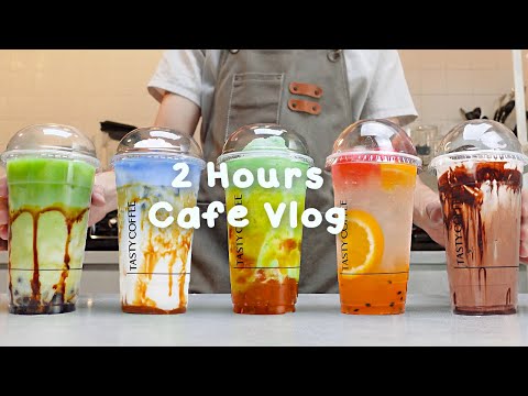 🍑지치고 힘들 땐 음료 ASMR로 힐링해요/주중의 여유로움/2시간 모음🍭2 Hours Vlog/Cafe Vlog/ASMR/Tasty Coffee