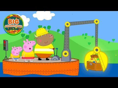 Peppa Pig Goes on a Digger BOAT Adventure! 💎 Mr Bull Cleans the River | Full Episodes | 49 Mins