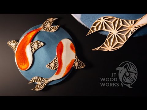 Making a Large Koi Fish Art Piece with Kumiko & Epoxy | Asanoha Pattern