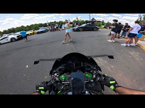 Taking my Ninja H2 to a Supercar Meet!!