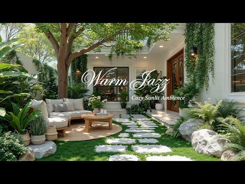Warm Jazz with Quiet Atmosphere to Deeply Relax | Jazz with Cozy Sunlit Ambience at Green Garden
