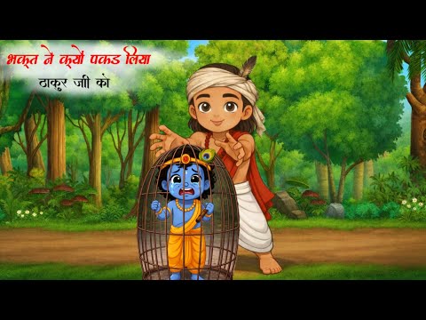 भक्त ने क्यों पकड़ लिए जाल मे ठाकुर जी को। #animation #krishna #krishnaleela 