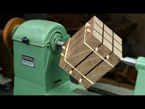 Woodturning a Walnut Cube on its Corners