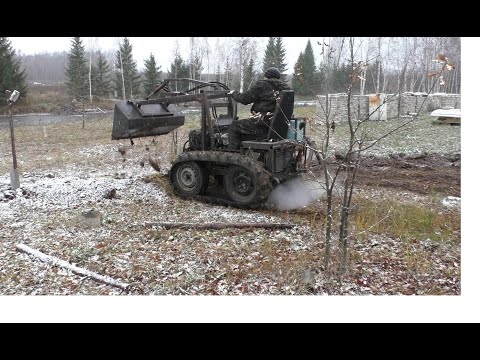 ГУСЕНИЧНЫЙ МИНИТРАКТОР ч.37 первые испытания фронтального погрузчика