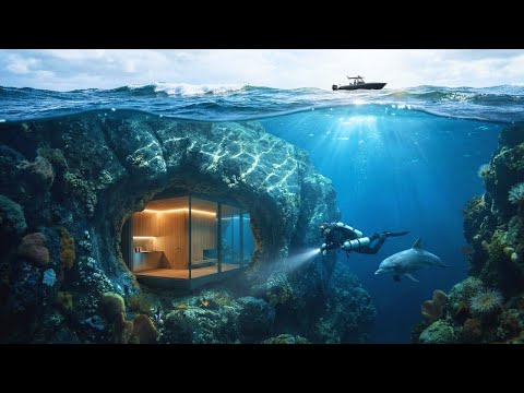 This man Built a SECRET HOUSE inside an UNDERWATER CAVE  — Building a house in the open sea (ASMR)