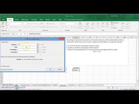 Finding Binomial Distribution and Poisson Distribution in MS Excel 2016 (Office 365)