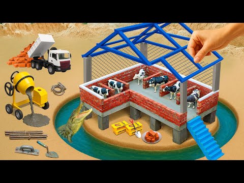 Flood Destroys Cow Shed | DIY Mini Tractor Builds a Strong Two-Story Brick Cow Shed After the Storm