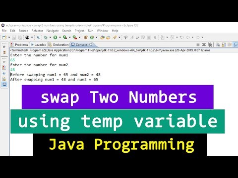 Java Example Program to Swap Two Numbers using a third variable