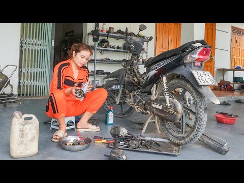 Repair Honda Motorbike 4-stroke Engine - Mechanical Girl Repair And Restore Many Motorbkie