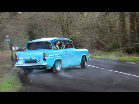 Retro Cars Leaving a Car Show - January 2020