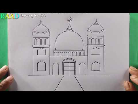 How to draw a Mosque🧡 Very Easy Drawing Tutorial