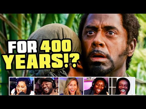 Reactors Reactions To Robert Downey Jr. Getting WAY Too In Character On Tropic Thunder (2008)