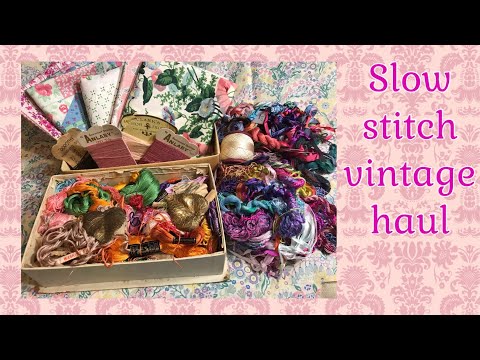 Vintage slow stitching haul | doilies linen lace trim fabric threads notions #thriftythursday