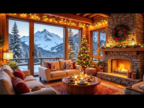 Relaxing Christmas Cabin Morning 🌲 Soft Piano & Crackling Fire for Deep Focus & Anxiety Relief