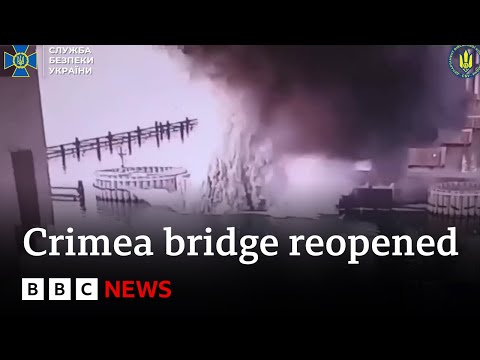 Crimea bridge reopens after Ukraine attack | BBC News