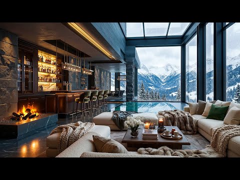 Cozy Morning Living Room Ambience with Crackling Fireplace ❄️ Soothing Jazz Melody for Peaceful Day