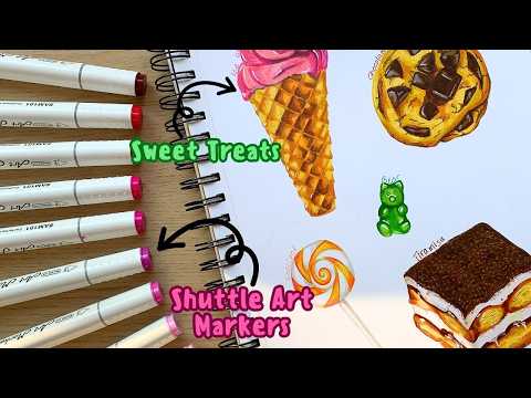 Sweet treat illustrations w/ alcohol-based markers + ASMR🍦🍪