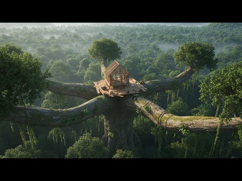 100 Days Solo Bushcraft Survival: Building a Treehouse Deep in the Rainforest