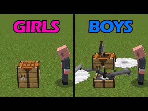 BOYS VS GIRLS playing Minecraft