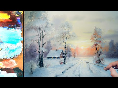 Зимнее утро Урок живописи маслом от Александра Южакова