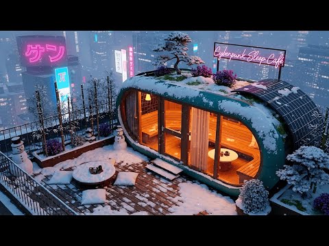 Lofi Beats Cyberpunk ❄️ Snowy Café Ambience | Study, Focus, Relax