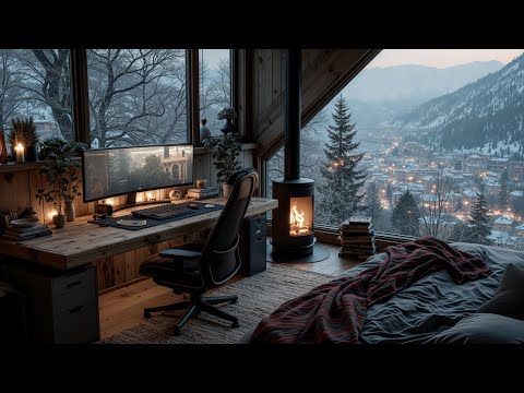Winter Deep Work Ambience ~ Cozy Cabin Focus Music for Productive Sessions
