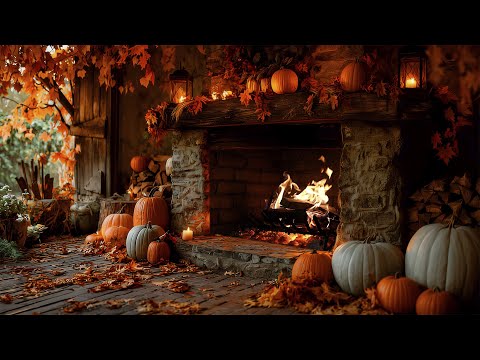 Autumn Cabin Fireplace 12 Hrs🔥 Cozy Crackling Fire with Burning Logs [No Music]