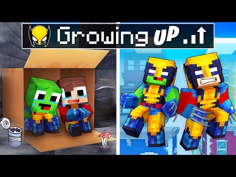 Mikey and JJ Grow up as WOLVERINE in Minecraft! (Maizen)