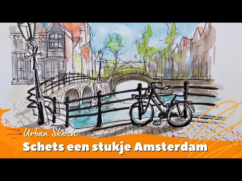 Urban Sketching de stad Amsterdam