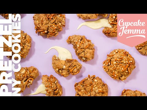 Pretzel & Caramelized White Chocolate New York Cookies Recipe | Cupcake Jemma