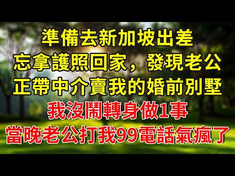 準備去新加坡出差，忘拿護照回家，發現老公正帶中介賣我的婚前別墅，我沒鬧轉身做1事，當晚老公打我99通電話氣瘋了...#人生感悟 #故事分享 #故事頻道 #正能量 #情感 #感情