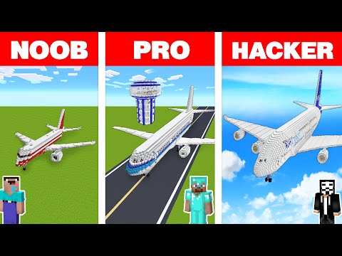 Minecraft NOOB vs PRO vs HACKER: AIR PLANE HOUSE BUILD CHALLENGE in Minecraft Animation