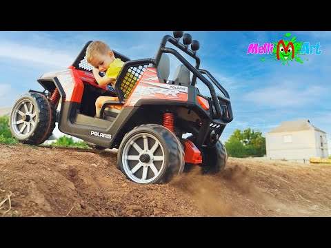 Arthur and adventures - plays and rides on cars