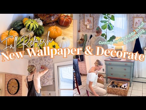 Home Refresh // Wallpapering, Cutting my Fiddle Leaf, & Organizing