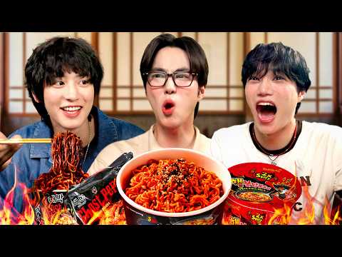EXO Destroyed by Korean Fire Noodle Challenge🔥🔥