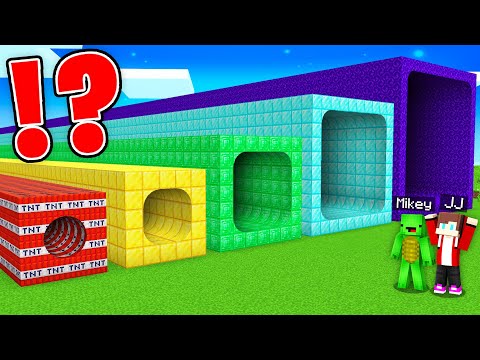 JJ and Mikey Found NEW LONGEST TUNNEL of ALL SIZES BATTLE in Minecraft Maizen!