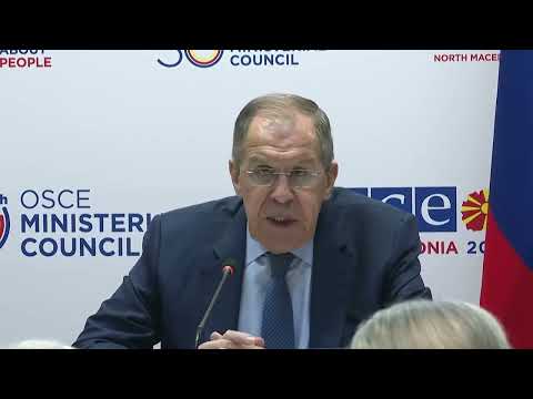 Пресс-конференция С.Лаврова по итогам 30-го заседания СМИД ОБСЕ, Скопье, 1 декабря 2023 года