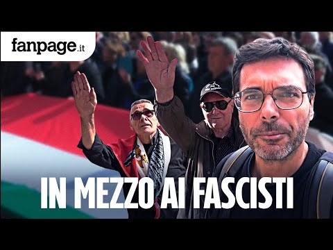 In Predappio, amidst Mussolini and Nazi salutes: "Racial laws, Italians first, then everyone else."