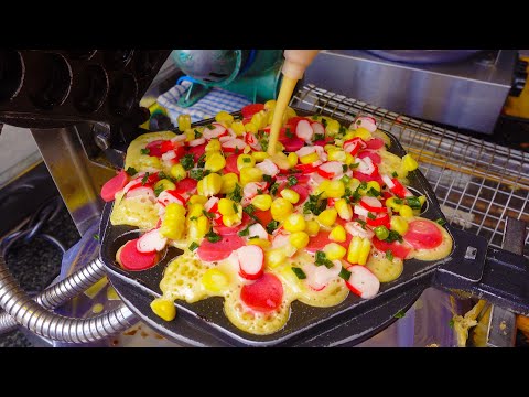 Yummilicious!! Popular Hong Kong Bubble Waffles With Various Toppings - Cambodian Street Food
