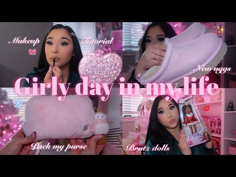 GIRLY VLOG ♡: glitter eyeshadow tut, pink Uggs, hauls, new bratz, Christmas lights & new purse