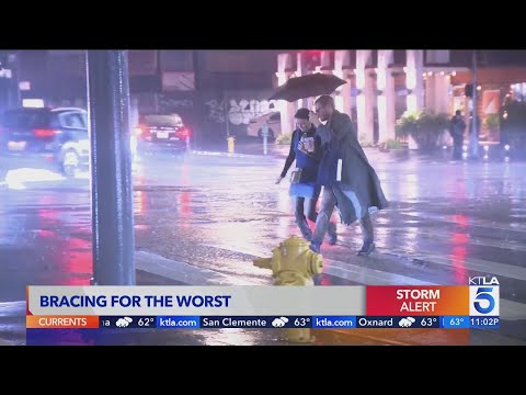 Evacuation warnings, flood watch in effect as storm hits SoCal - Friday 11 p.m. KTLA Team Coverage
