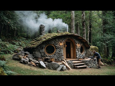 20 Days Alone: Stone Shelter Construction and Wild Feast in The Rugged Mountain Wilderness